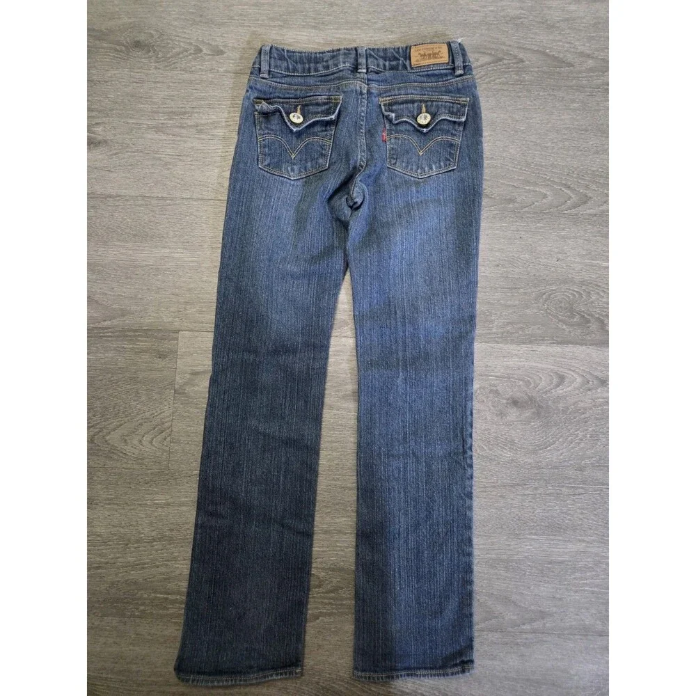 Levi's Slim Straight Jeans Girls Size 8 Regular Blue Stretch Denim 28x31